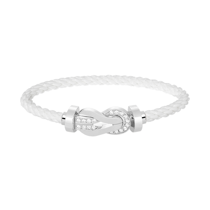 [Lunabriance]CHANCE LARGE 8 FIGURE BUCKLE HALF DIAMOND BRACELET SILVER
