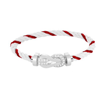 [Lunabriance]CHANCE LARGE 8 FIGURE BUCKLE HALF DIAMOND BRACELET SILVER