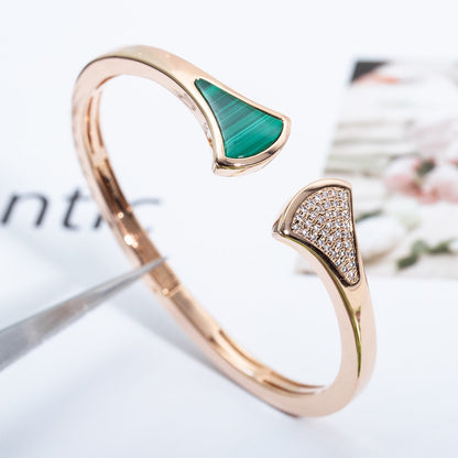 [Lunabriance]DREAM BRACELET OPEN MALACHITE PINK GOLD