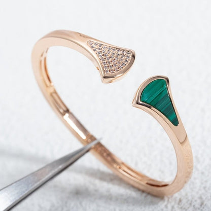 [Lunabriance]DREAM BRACELET OPEN MALACHITE PINK GOLD