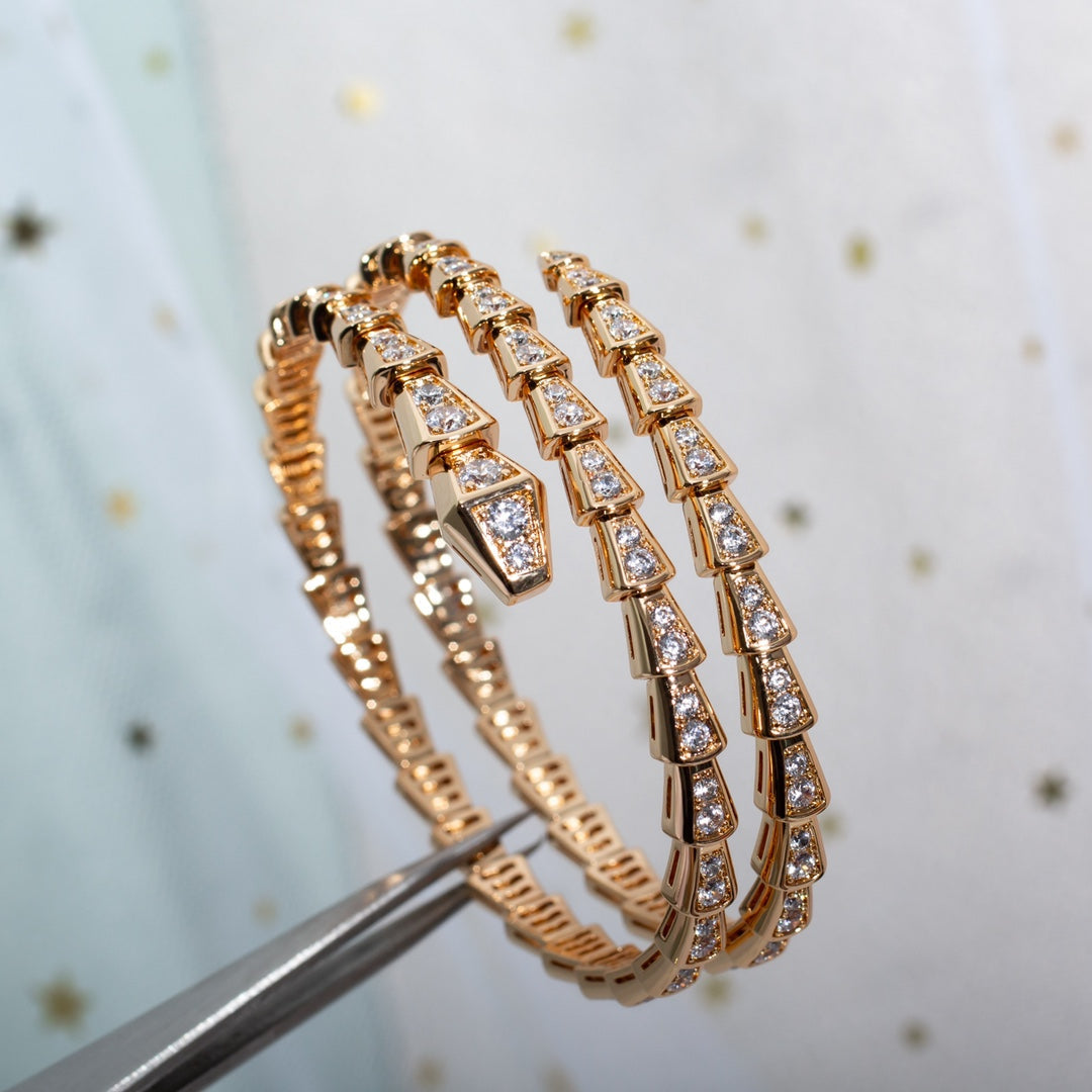[Lunabriance]SERPENTI BRACELET PINK GOLD DIAMOND DOUBLE ROW