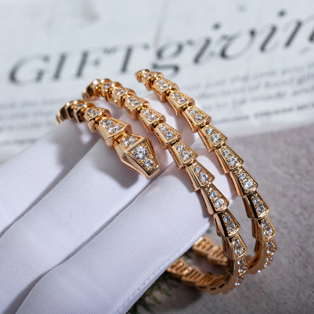 [Lunabriance]SERPENTI BRACELET PINK GOLD DIAMOND DOUBLE ROW
