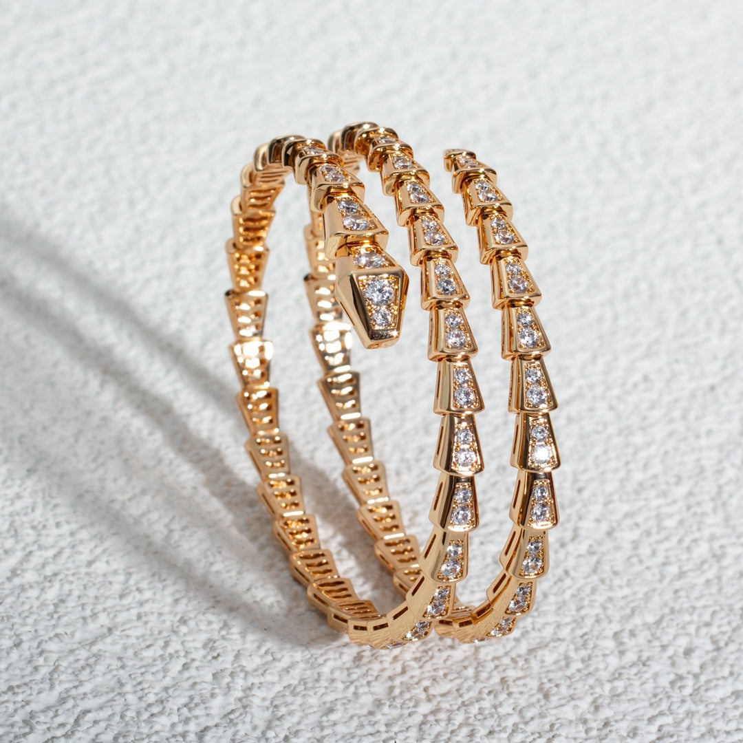 [Lunabriance]SERPENTI BRACELET PINK GOLD DIAMOND DOUBLE ROW