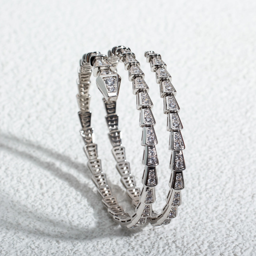 [Lunabriance]SERPENTI BRACELET SILVER DIAMOND DOUBLE ROW