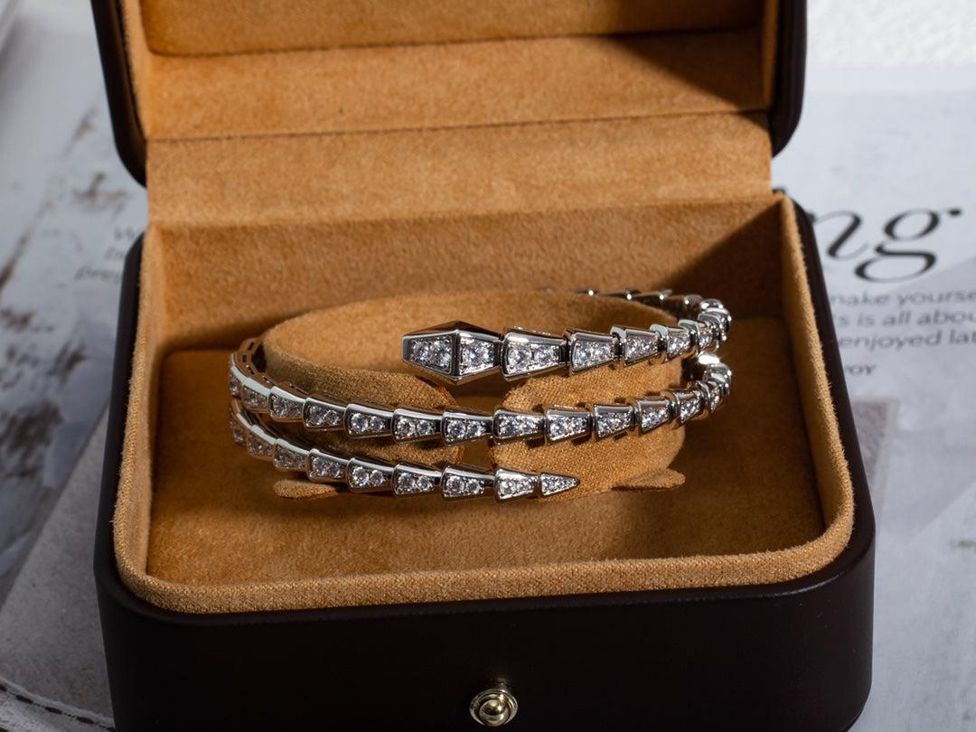 [Lunabriance]SERPENTI BRACELET SILVER DIAMOND DOUBLE ROW