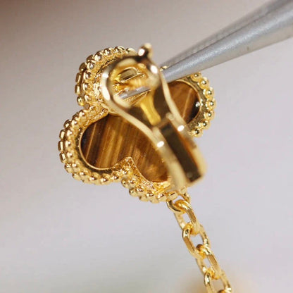 [Lunabriance]CLOVER  2 MOTIF  TIGER EYE CARNELIAN EARRINGS