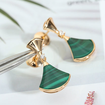 [Lunabriance]DREAM MALACHITE PINK GOLD EARRINGS