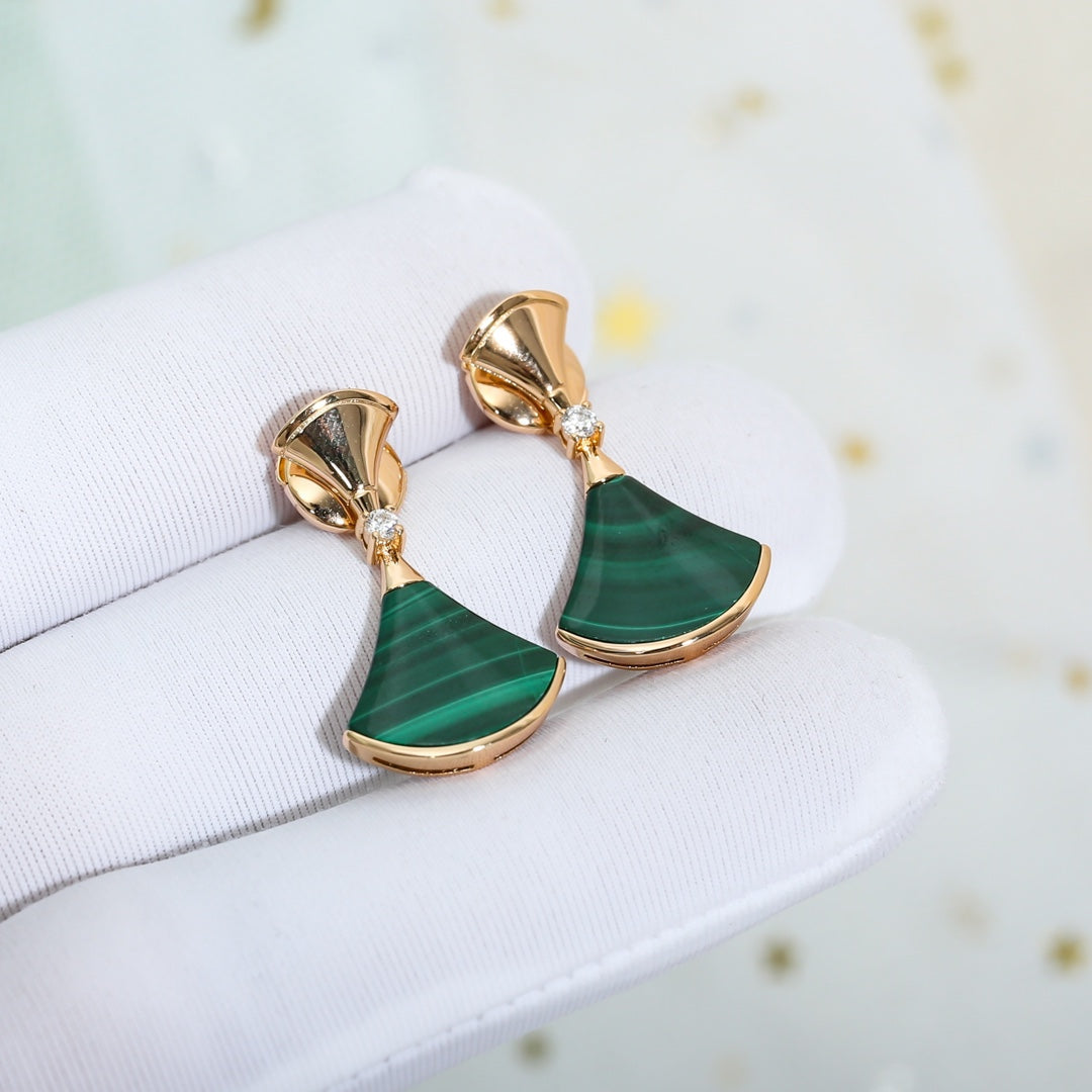 [Lunabriance]DREAM MALACHITE PINK GOLD EARRINGS