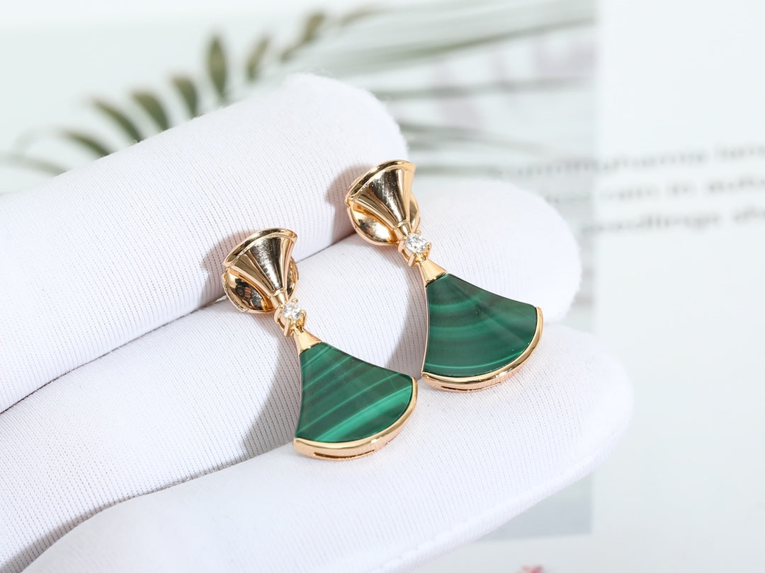 [Lunabriance]DREAM MALACHITE PINK GOLD EARRINGS