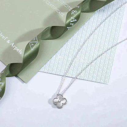 [Lunabriance]CLOVER  15MM DIAMOND LASER NECKLACE SILVER