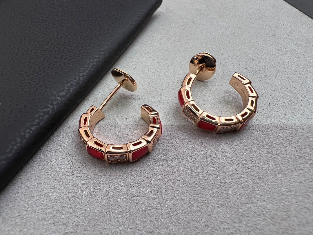 [Lunabriance]SERPENTI CARNELIAN PINK GOLD EARRINGS
