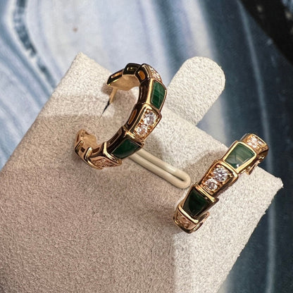 [Lunabriance]SERPENTI MALACHITE PINK GOLD EARRINGS