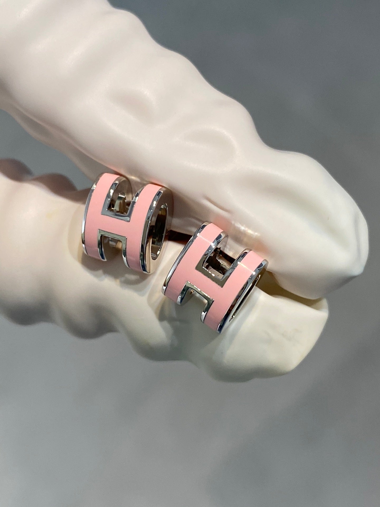 [Lunabriance]MINI POP H SILVER EARRINGS PINK