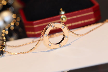 [Lunabriance]LOVE NECKLACE 16MM 6 DIAMONDS PINK GOLD