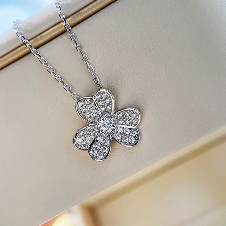 [Luna Brilliance]CLOVER DIAMOND NECKLACE SILVER