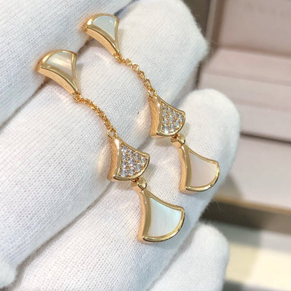 [Lunabriance]DREAM EARRINGS 3 MOTIFS DIAMOND MOP PINK GOLD