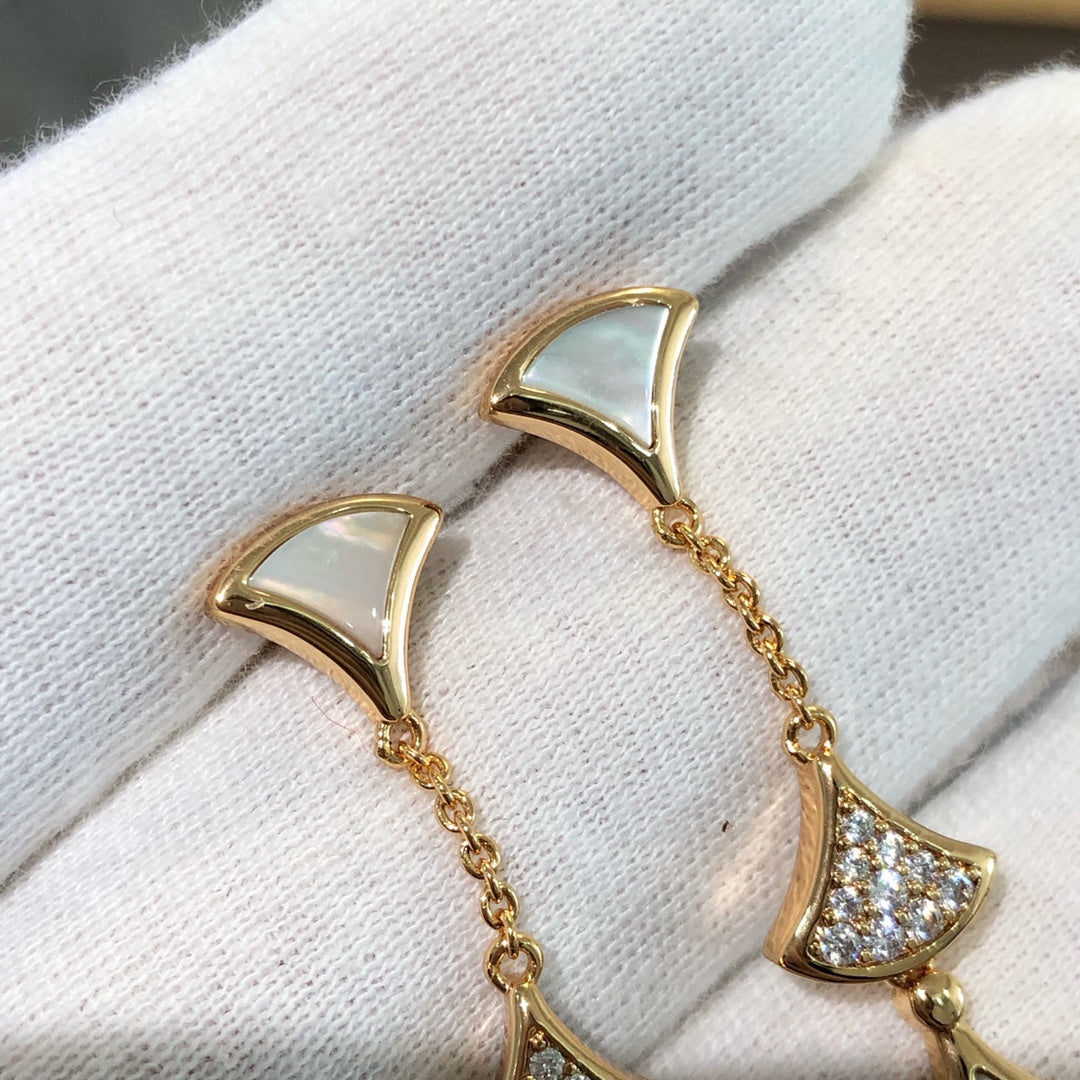 [Lunabriance]DREAM EARRINGS 3 MOTIFS DIAMOND MOP PINK GOLD