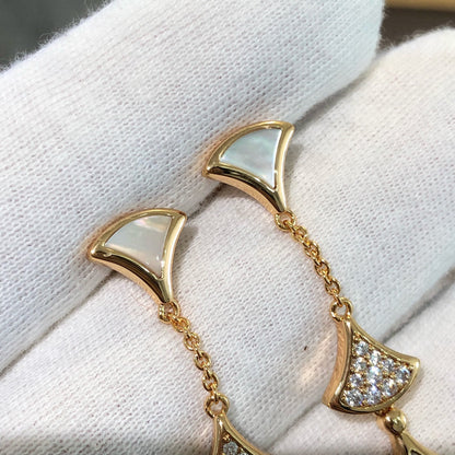 [Lunabriance]DREAM EARRINGS 3 MOTIFS DIAMOND MOP PINK GOLD