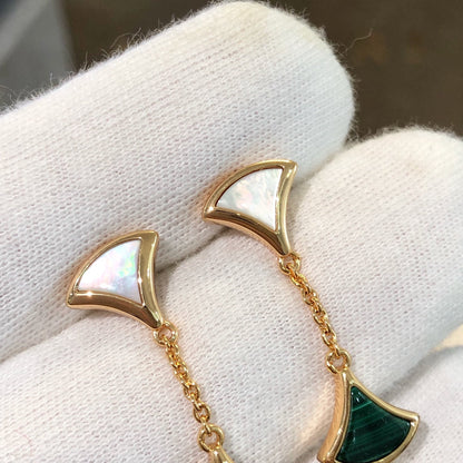 [Lunabriance]DREAM EARRINGS 3 MOTIFS MALACHITE MOP PINK GOLD