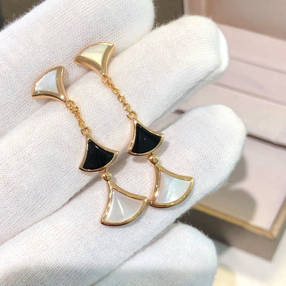 [Lunabriance]DREAM EARRINGS 3 MOTIFS ONYX MOP PINK GOLD