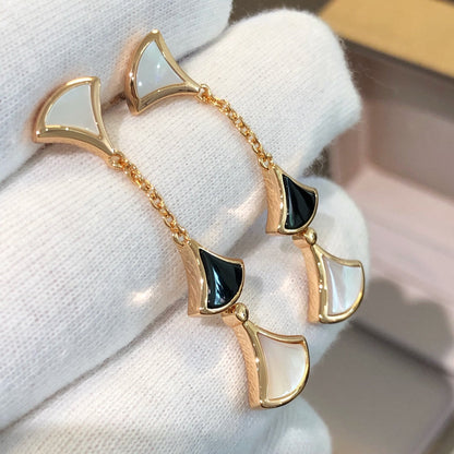 [Lunabriance]DREAM EARRINGS 3 MOTIFS ONYX MOP PINK GOLD