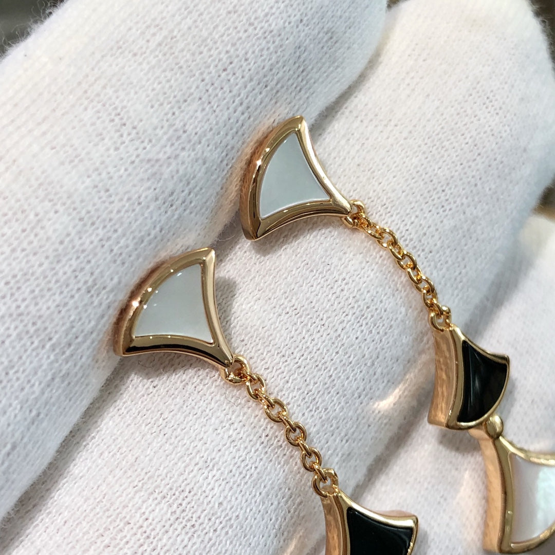 [Lunabriance]DREAM EARRINGS 3 MOTIFS ONYX MOP PINK GOLD