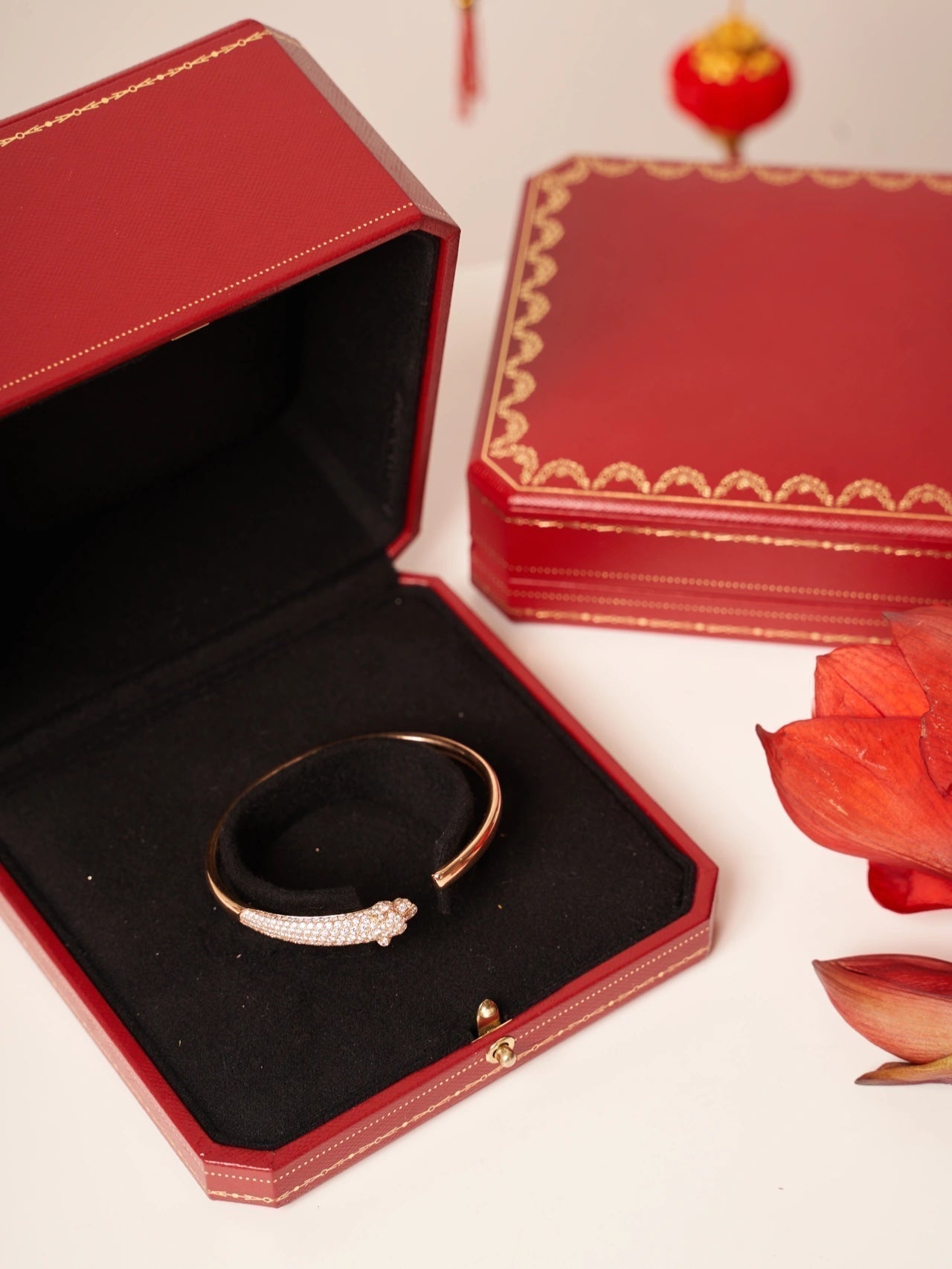 [Lunabriance]PANTHERE ROSE GOLD DIAMOND OPEN BRACELET