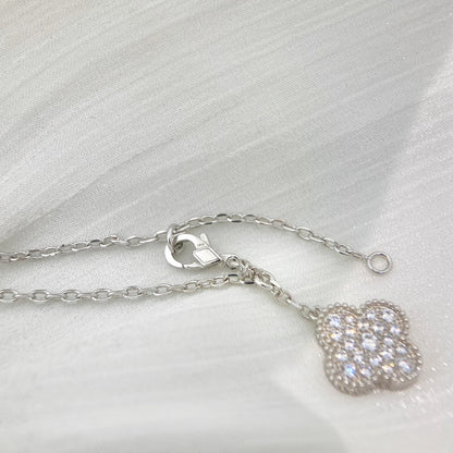 [Lunabriance]CLOVER 5 MOTIFS SILVER DIAMONDS NECKLACE