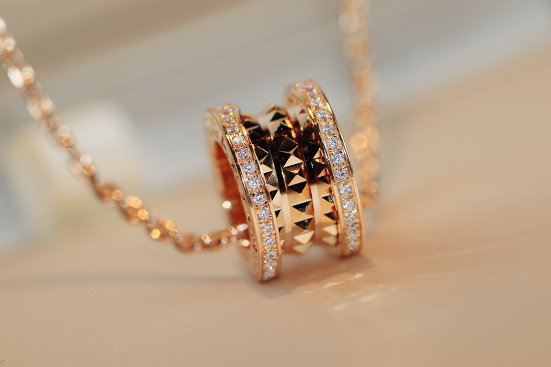 [Lunabriance]ZERO 1 ROCK PEDANT PINK GOLD NECKLACE