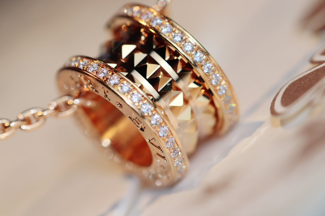 [Lunabriance]ZERO 1 ROCK PEDANT PINK GOLD NECKLACE