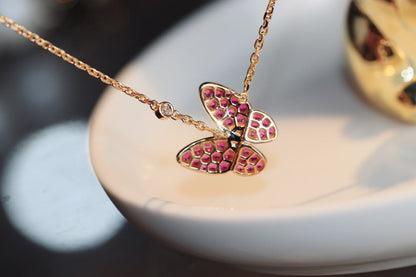 [Lunabriance]BUTTERFLY RED DIAMOND ROSE GOLD NECKLACE