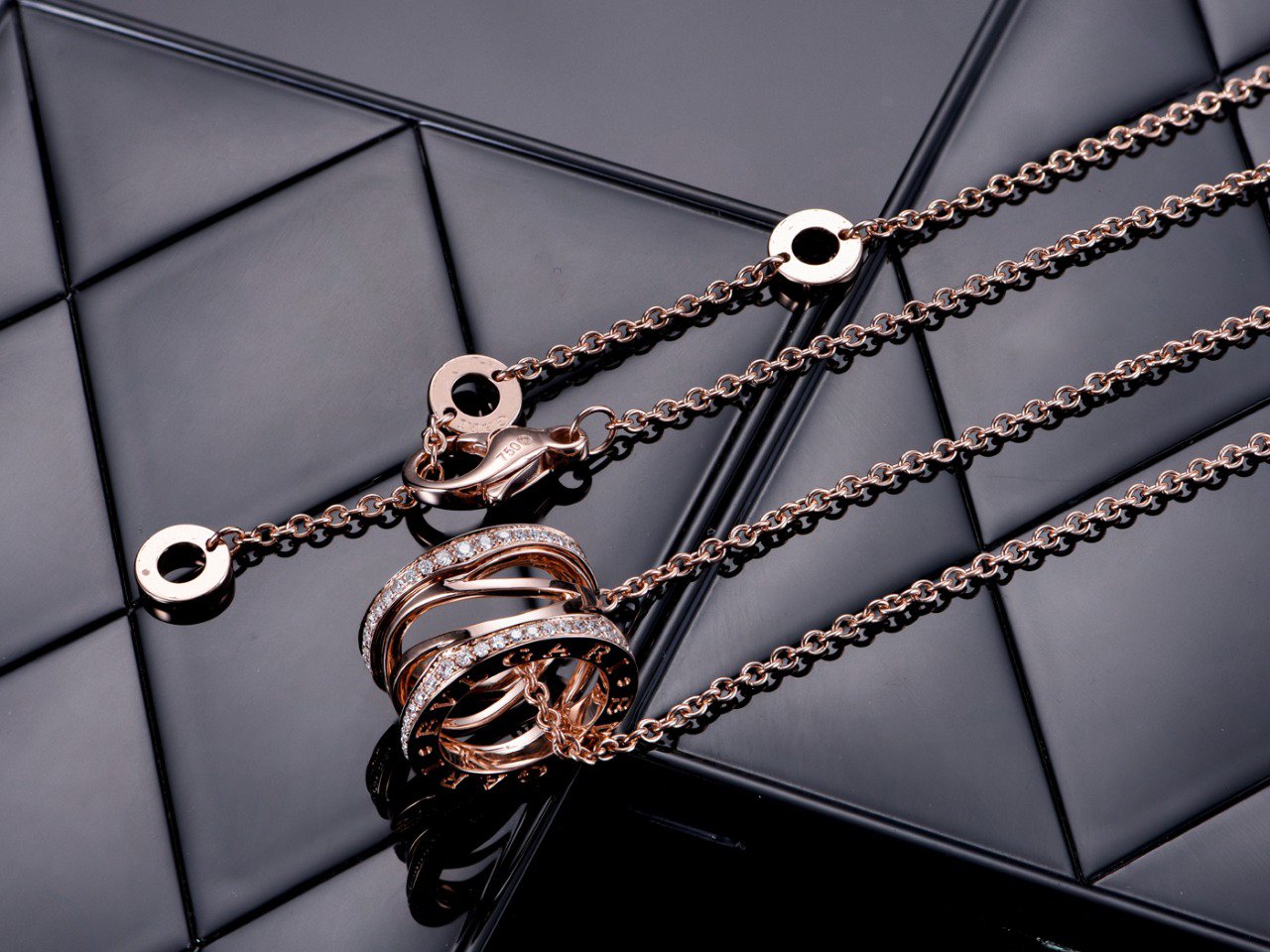 [Lunabriance]ZERO 1 PINK GOLD DIAMOND OPEN NECKLACE