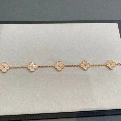 [Lunabriance]CLOVER 5 MOTIFS  FULL DIAMOND BRACELET