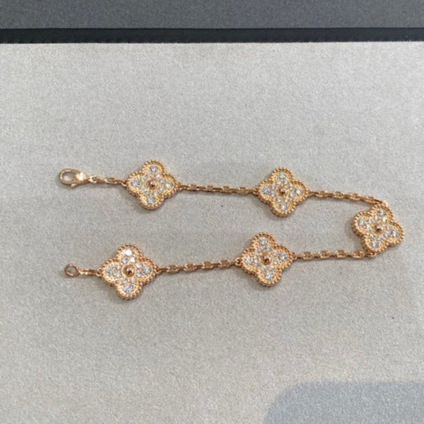[Lunabriance]CLOVER 5 MOTIFS  FULL DIAMOND BRACELET