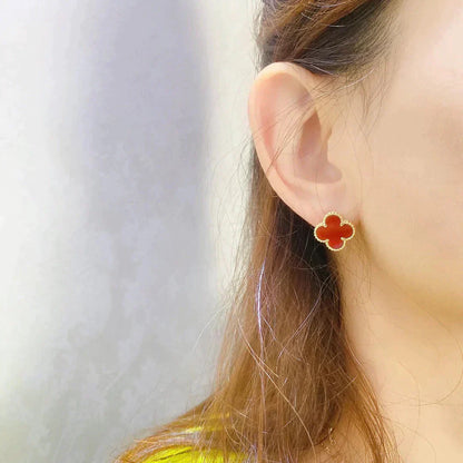 [Lunabriance]CLOVER MEDIUM 1 MOTIFS CARNELIAN  EARRINGS