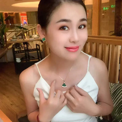 [Lunabriance]CLOVER MEDIUM 1 MOTIFS MALACHITE  EARRINGS