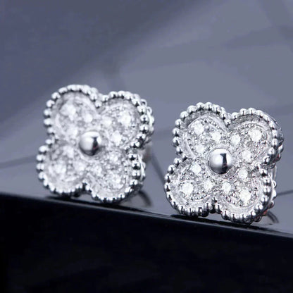 [Lunabriance]CLOVER 1 MOTIFS DIAMOND STUD EARRINGS SILVER