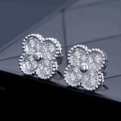 [Lunabriance]CLOVER 1 MOTIFS DIAMOND STUD EARRINGS SILVER