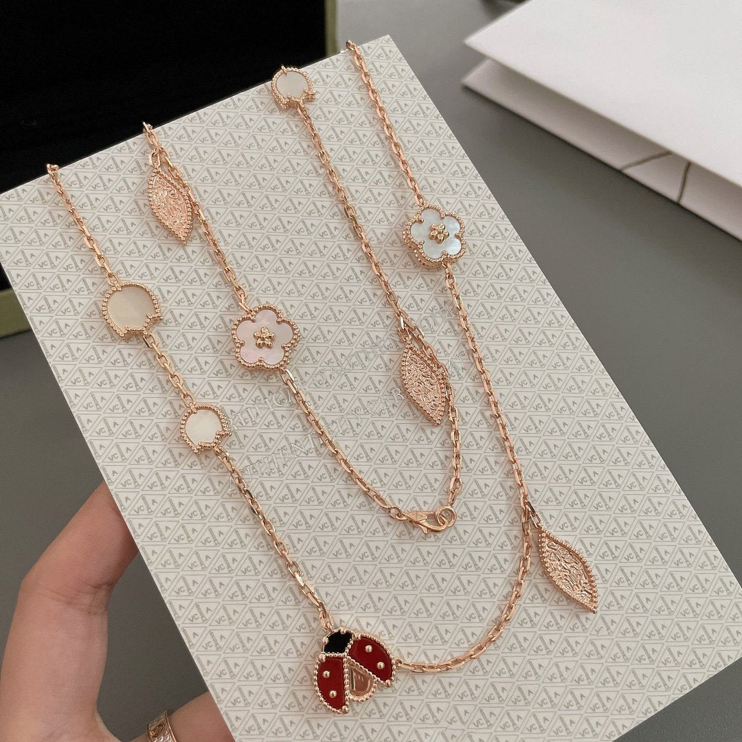 [Lunabriance]LUCKY SPRING 15 MOTIFS ROSE GOLD NECKLACE