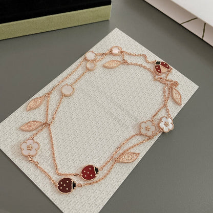 [Lunabriance]LUCKY SPRING 15 MOTIFS ROSE GOLD NECKLACE