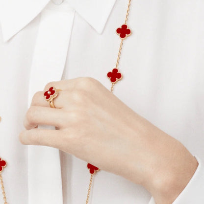 [Lunabriance]CLOVER CARNELIAN RING ROSE GOLD DIAMOND