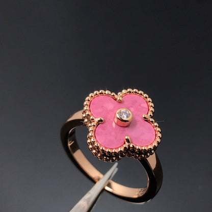 [Lunabriance]CLOVER RHODONITE ROSE GOLD RING
