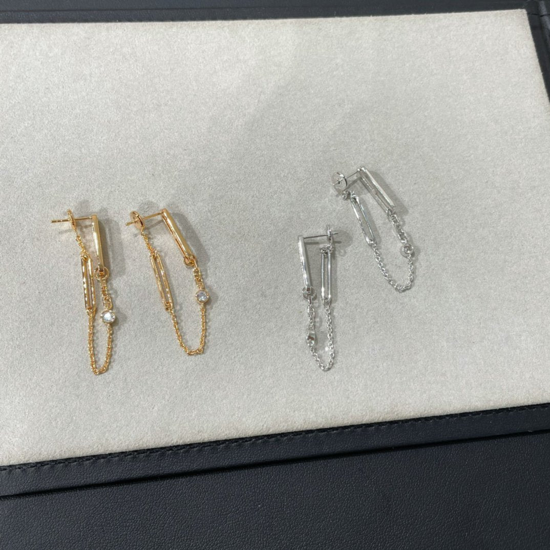 [Lunabriance]CHAINE CHAOS DIAMOND DROP EARRINGS