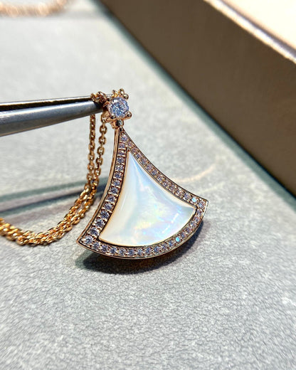 [Lunabriance]DREAM MOP DIAMOND PAVED PINK GOLD NECKLACE