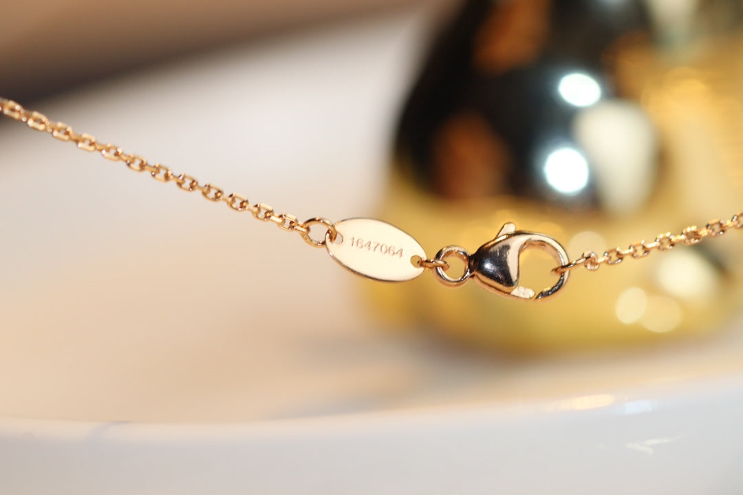 [Lunabriance]JEUX MALACHITE 1 DIAMOND PINK GOLD NECKLACE