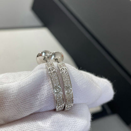 [Lunabriance]LOVE DIAMOND SILVER HOOP EARRINGS