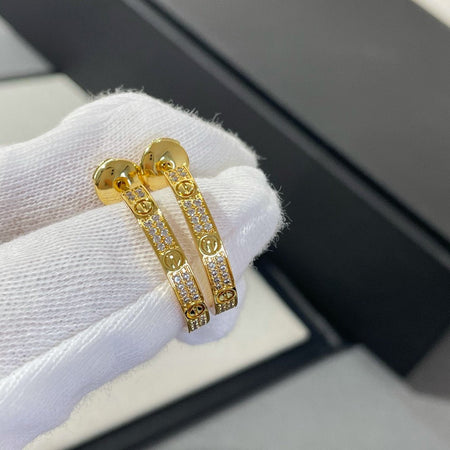 [Luna Brilliance]LOVE DIAMOND GOLD HOOP EARRINGS