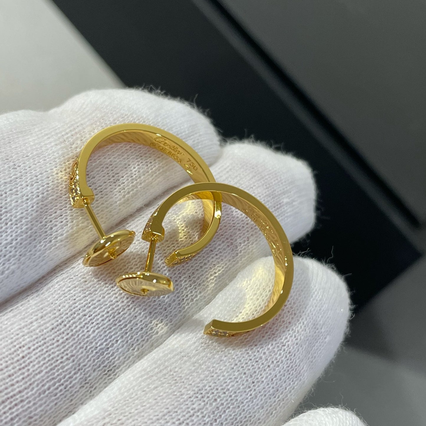 [Lunabriance]LOVE DIAMOND GOLD HOOP EARRINGS