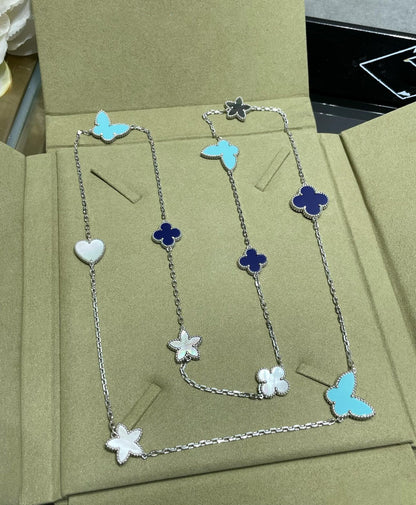 [Lunabriance]LUCKY CLOVER SILVER 11 MOTIF NECKLACE