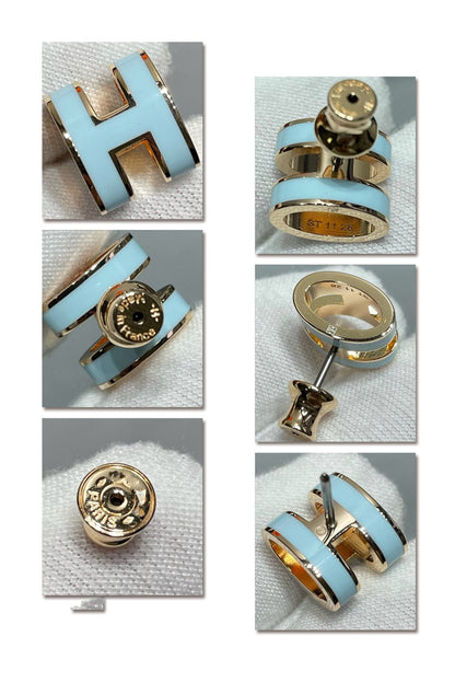 [Lunabriance]POP H SKY BLUE STUD EARRINGS